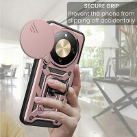 Outdoor Panzer Hülle für Honor Magic 8 Lite Handyhülle Slide Kameraschutz Ringhalter Rosegold