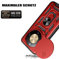 Outdoor Panzer Hülle für Honor Magic 8 Lite Handyhülle Slide Kameraschutz Ringhalter Rot