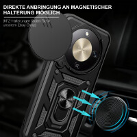Outdoor Panzer Hülle für Honor Magic 8 Lite Handyhülle Slide Kameraschutz Ringhalter Schwarz