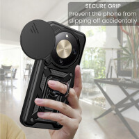 Outdoor Panzer Hülle für Honor Magic 8 Lite Handyhülle Slide Kameraschutz Ringhalter Schwarz