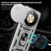 Outdoor Panzer Hülle für Honor Magic 8 Lite Handyhülle Slide Kameraschutz Ringhalter Silber