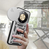 Outdoor Panzer Hülle für Honor Magic 8 Lite Handyhülle Slide Kameraschutz Ringhalter Silber