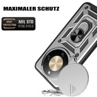 Outdoor Panzer Hülle für Honor Magic 8 Lite Handyhülle Slide Kameraschutz Ringhalter Silber