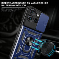 Outdoor Panzer Hülle für Motorola Edge 50 Neo Handyhülle mit Kameraschutz Ringhalter Blau