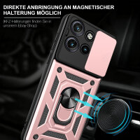 Outdoor Panzer Hülle für Motorola Edge 50 Neo Handyhülle mit Kameraschutz Ringhalter Rosegold