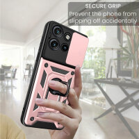 Outdoor Panzer Hülle für Motorola Edge 50 Neo Handyhülle mit Kameraschutz Ringhalter Rosegold