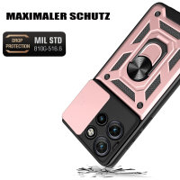 Outdoor Panzer Hülle für Motorola Edge 50 Neo Handyhülle mit Kameraschutz Ringhalter Rosegold