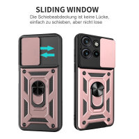 Outdoor Panzer Hülle für Motorola Edge 50 Neo Handyhülle mit Kameraschutz Ringhalter Rosegold