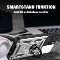 Outdoor Panzer Hülle für Motorola Edge 50 Neo Handyhülle mit Kameraschutz Ringhalter Silber