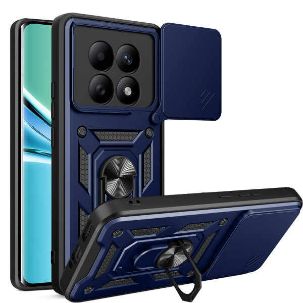 Outdoor Panzer Hülle für Xiaomi Redmi Note 15 4G / 5G Handyhülle mit Kameraschutz Ringhalter Blau