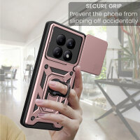 Outdoor Panzer Hülle für Xiaomi Redmi Note 15 4G / 5G Handyhülle mit Kameraschutz Ringhalter Rosegold