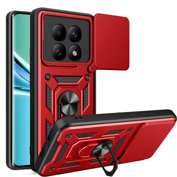 Outdoor Panzer Hülle für Xiaomi Redmi Note 15 4G / 5G Handyhülle mit Kameraschutz Ringhalter Rot