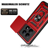 Outdoor Panzer Hülle für Xiaomi Redmi Note 15 4G / 5G Handyhülle mit Kameraschutz Ringhalter Rot