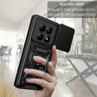 Outdoor Panzer Hülle für Xiaomi Redmi Note 15 4G / 5G Handyhülle mit Kameraschutz Ringhalter Schwarz
