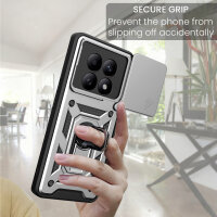 Outdoor Panzer Hülle für Xiaomi Redmi Note 15 4G / 5G Handyhülle mit Kameraschutz Ringhalter Silber