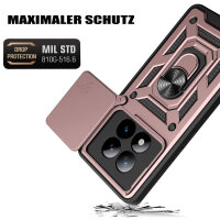 Outdoor Panzer Hülle für Xiaomi Redmi Note 15 Pro 4G Handyhülle mit Kameraschutz Ringhalter Rosegold
