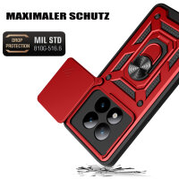 Outdoor Panzer Hülle für Xiaomi Redmi Note 15 Pro 4G Handyhülle mit Kameraschutz Ringhalter Rot