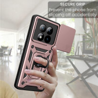Outdoor Panzer Hülle für Xiaomi Redmi Note 15 Pro 5G Handyhülle mit Kameraschutz Ringhalter Rosegold