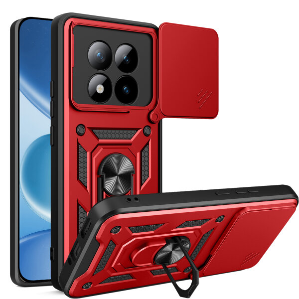 Outdoor Panzer Hülle für Xiaomi Redmi Note 15 Pro 5G Handyhülle mit Kameraschutz Ringhalter Rot