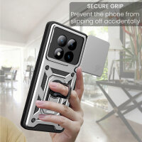 Outdoor Panzer Hülle für Xiaomi Redmi Note 15 Pro 5G Handyhülle mit Kameraschutz Ringhalter Silber
