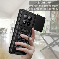 Outdoor Panzer Hülle für Xiaomi Redmi Note 15 Pro+ Handyhülle mit Kameraschutz Ringhalter Schwarz