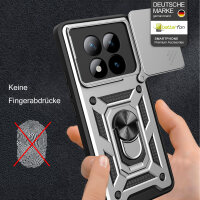 Outdoor Panzer Hülle für Xiaomi Redmi Note 15 Pro+ Handyhülle mit Kameraschutz Ringhalter Silber