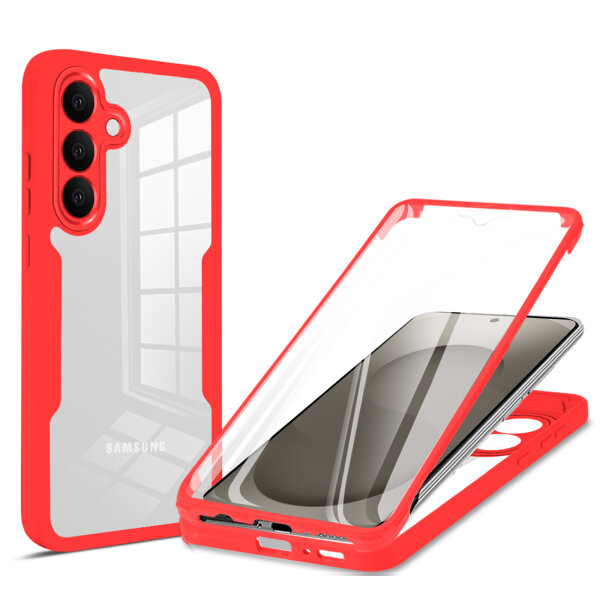 360° Grad Hülle für Samsung Galaxy S26+ vollschutz mit Integriertem Displayschutz Rot