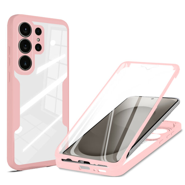 360° Grad Hülle für Samsung Galaxy S26 Ultra vollschutz mit Integriertem Displayschutz Rosa