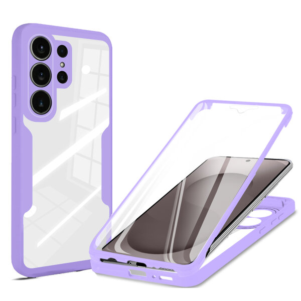 360° Grad Hülle für Samsung Galaxy S26 Ultra vollschutz mit Integriertem Displayschutz Lila