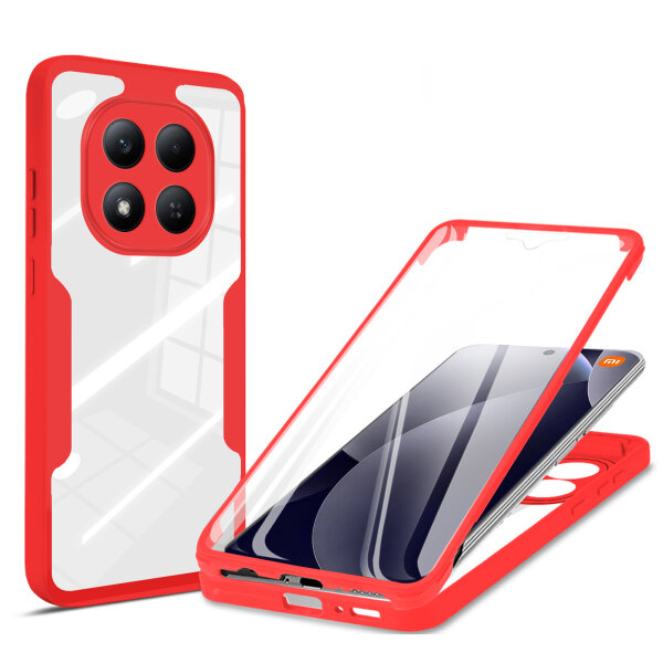 360° Grad Hülle für Xiaomi Redmi Note 15 Pro 5G vollschutz Integriertem Displayschutz in Rot