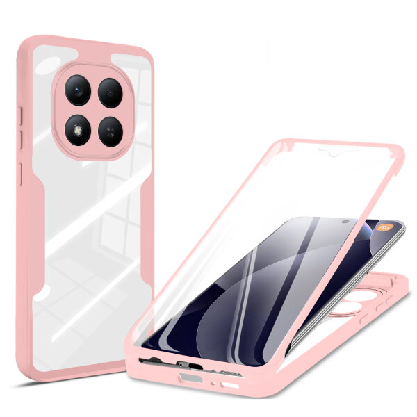 360° Grad Hülle für Xiaomi Redmi Note 15 Pro 5G vollschutz Integriertem Displayschutz in Rosa