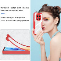 360° Grad Hülle für Xiaomi Redmi Note 15 Pro+ vollschutz Integriertem Displayschutz in Rot