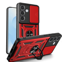 Outdoor Panzer Hülle für Samsung Galaxy S26 mit Kameraschutz Ringhalter Rot