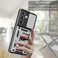 Outdoor Panzer Hülle für Samsung Galaxy S26 mit Kameraschutz Ringhalter Silber