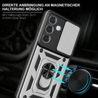 Outdoor Panzer Hülle für Samsung Galaxy S26+ mit Kameraschutz Ringhalter Silber