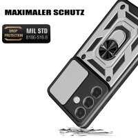 Outdoor Panzer Hülle für Samsung Galaxy S26+ mit Kameraschutz Ringhalter Silber