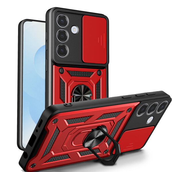 Outdoor Panzer Hülle für Samsung Galaxy S26+ mit Kameraschutz Ringhalter Rot