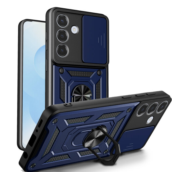 Outdoor Panzer Hülle für Samsung Galaxy S26+ mit Kameraschutz Ringhalter Blau
