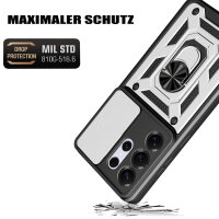 Outdoor Panzer Hülle für Samsung Galaxy S26 Ultra mit Kameraschutz Ringhalter Silber