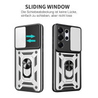 Outdoor Panzer Hülle für Samsung Galaxy S26 Ultra mit Kameraschutz Ringhalter Silber