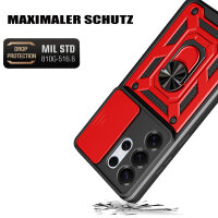 Outdoor Panzer Hülle für Samsung Galaxy S26 Ultra mit Kameraschutz Ringhalter Rot