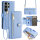 Handykette Samsung Galaxy S26 Ultra Hülle mit Band Handyhülle Kartenfächer PU Leder Umhängetasche in Hellblau