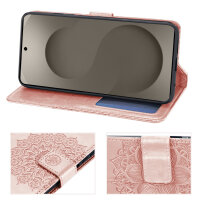 Hülle für Samsung Galaxy S26 5G Wallet Case Kartenfächern & Standfunktion in Mandala Rosegold