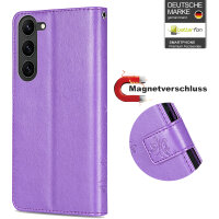 Hülle für Samsung Galaxy S26 5G Wallet Case Kartenfächern & Standfunktion in Blume Lila