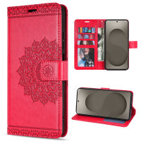 Hülle für Samsung Galaxy S26+ Wallet Case Kartenfächern & Standfunktion in Mandala Rot