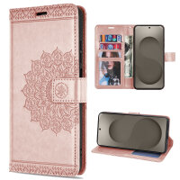 Hülle für Samsung Galaxy S26+ Wallet Case Kartenfächern & Standfunktion in Mandala Rosegold
