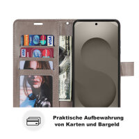 Hülle für Samsung Galaxy S26+ Wallet Case Kartenfächern & Standfunktion in Mandala Grau