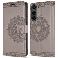 Hülle für Samsung Galaxy S26+ Wallet Case Kartenfächern & Standfunktion in Mandala Grau