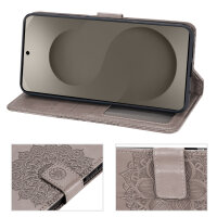 Hülle für Samsung Galaxy S26+ Wallet Case Kartenfächern & Standfunktion in Mandala Grau