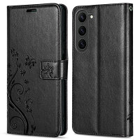 Hülle für Samsung Galaxy S26+ Wallet Case Kartenfächern & Standfunktion in Blume Schwarz